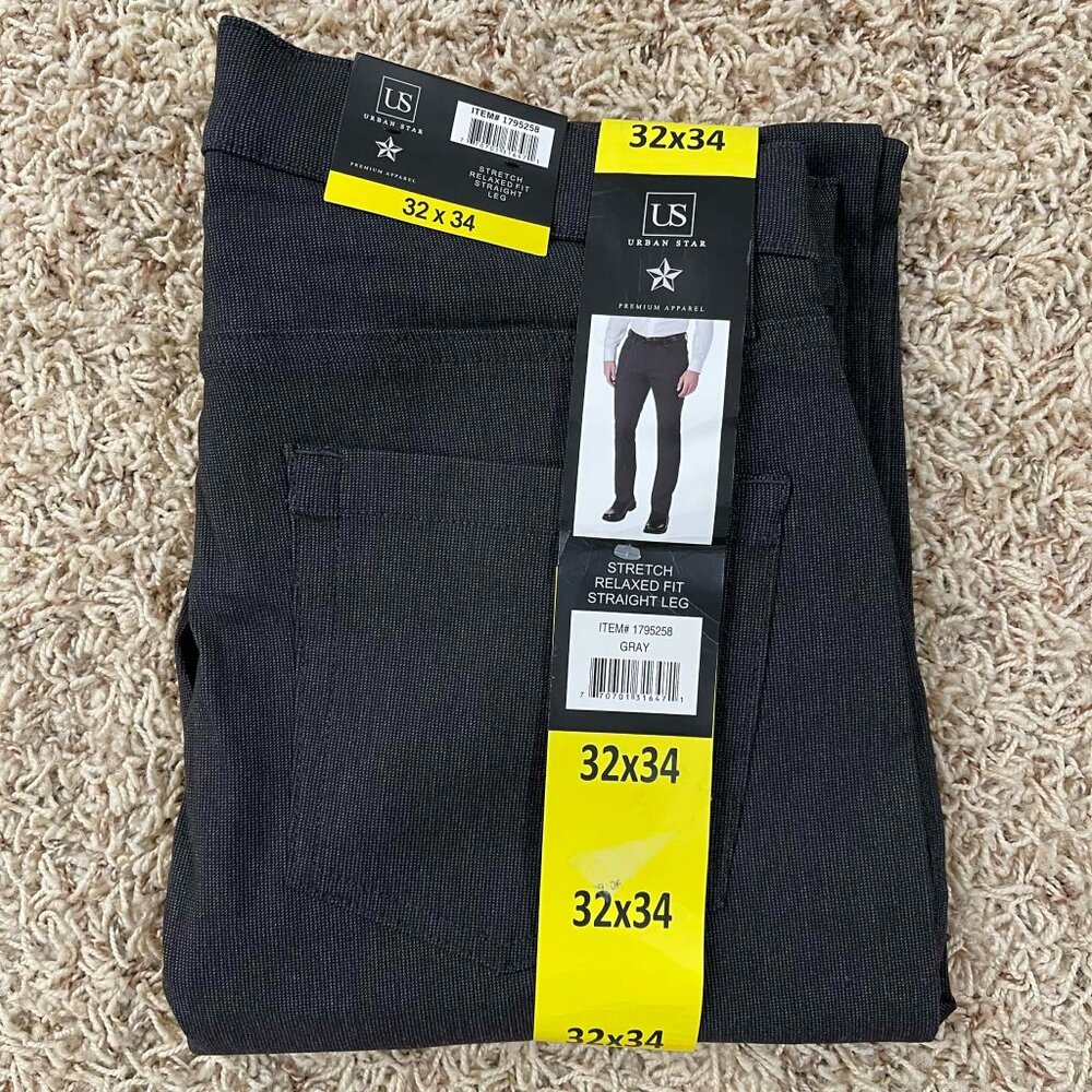 Urban Star Men’s Stretch 5-Pocket Pants Black, Size 32x34 (New)